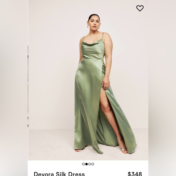 Reformation Devora dress in color artichoke. Perfect bridesmaid dress - Picture 2 of 7